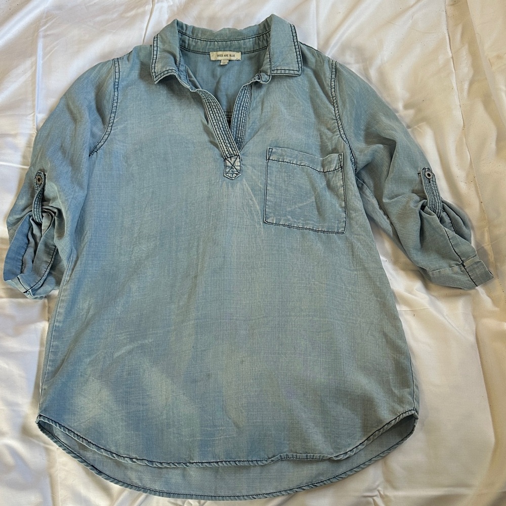 Skies Are Blue Light Denim Shirt